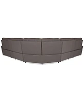 Thandler 5-Pc. Leather L Shape Sectional with 3 Power Recliners and 1 Storage Console, Exclusively at Macy's