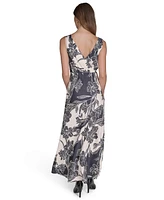 Halston Women's V-Neck Sleeveless Satin Gown