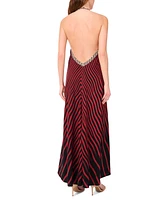 1.state Women's Sleeveless Halter Chiffon Maxi Dress
