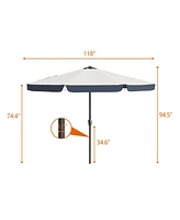 10 ft tassel umbrella, outdoor umbrella with tilt and crank for garden, deck, backyard, pool and beach, blue