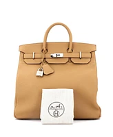 Pre-Owned Hermes Hac 40 Handbag Brown Togo with Palladium Hardware