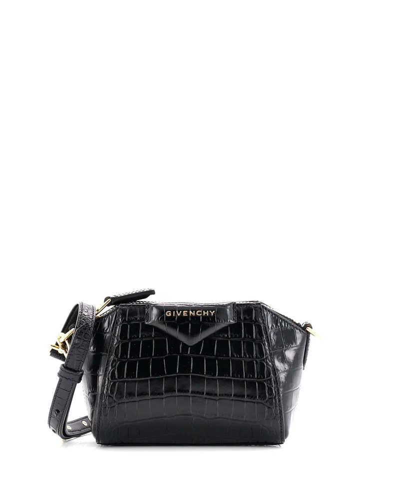 Pre-Owned Givenchy Nano Antigona Crossbody Bag Embossed Leather