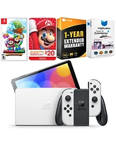 Nintendo Switch White Oled Console with Mario & Luigi: Brothership, Nintendo $20 eShop Gift Card, MightySkins Console and Controller Skin Voucher