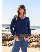 Celtic & Co. Women's Ponte V-Neck Long Sleeve Sweater