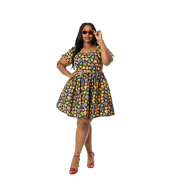 Unique Vintage Plus 1950s Short Sleeve Sweetheart Dakota Flare Dress