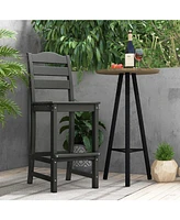 30 Inches Counter Height Hdpe Bar Stool with Backrest and Footrest-Turquoise