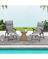 Gymax Folding Patio Chairs Set of 2 Lounge Chairs w/ 10-Level Adjustable Backrests