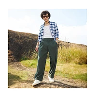 Campus Sutra Men's Emerald Green Tailored Waffle Trousers