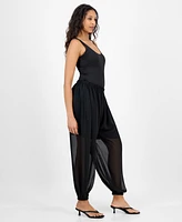 Bar Iii Women's High Rise Sheer Harem Pants, Exclusively at Macy's
