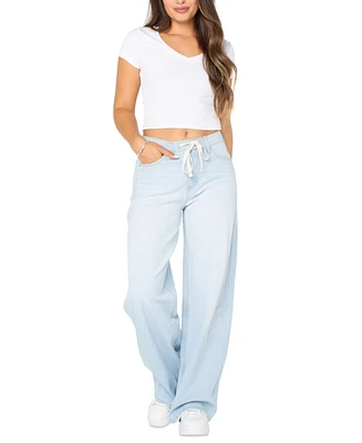 Celebrity Pink Juniors' Drawstring-Waist Wide-Leg Jeans