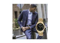 Peugeot Men's 40mm Black Face Fluted Bezel Gold Bracelet Watch