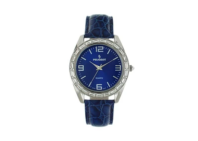 Peugeot Women's 40mm Blue Boyfriend Watch with Baguette Crystals