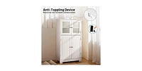 Bathroom Floor Storage Locker Kitchen Cabinet with Doors and Adjustable Shelf