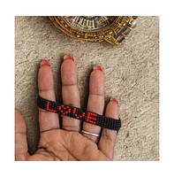 Love Hand Beaded Bracelet | Red and Black Glass Beads