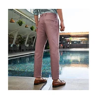 Campus Sutra Men's Nude Pink Striped Tailored Trousers