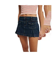 Cotton On Women's Micro Pleat Denim Skirt