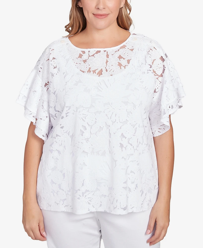 Ruby Rd. Plus Tropical Burnout Top