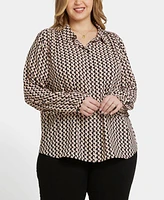 Nydj Plus Modern Blouse Point Collar Top