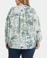 Nydj Plus Paulina Peasant Blouse Long Sleeve Top