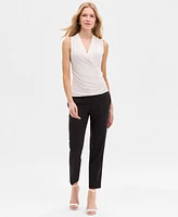 Anne Klein Women's Shirred Surplice-Neck Sleeveless Top