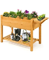 Gymax Raised Garden Bed Elevated Planter Box Kit w/8 Grids & Folding Tabletop