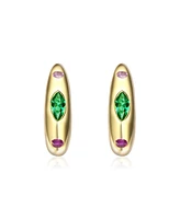 Kids 14K Gold Plated with Colored Cubic zirconia Hoop Earrings