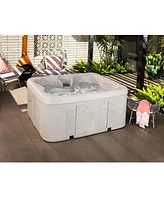 LifeSmart LS100 Sand 4 Person Plug and Play Square Hot Tub Spa with Black Cover