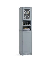 Tall Freestanding Bathroom Storage Cabinet with 5 Adjustable Shelves