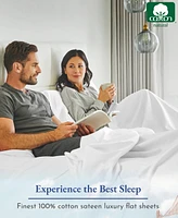 Luxury Flat Sheet Only - 400 Thread Count 100% Cotton Sateen, Soft
