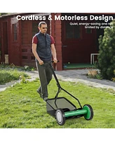 Professional Push Lawn Mower with 5 Steel Blades and Removable Grass Catcher Bag