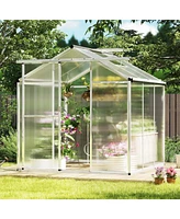 Spacious Walk-In Garden Greenhouse with Polycarbonate Panels & Integrated Rain Gutters