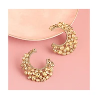 Sohi Women's Red Stone Hoop Earrings