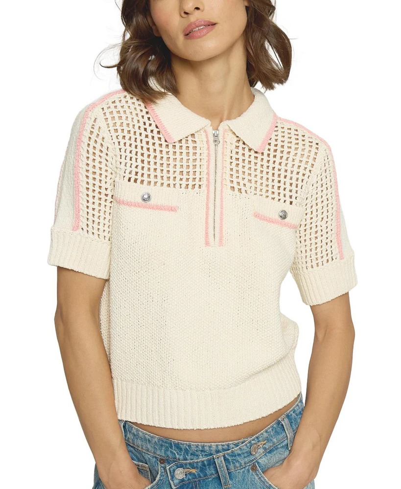 Central Park West Women's Mesh Yoke Polo