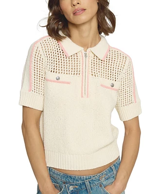 Central Park West Women's Mesh Yoke Polo