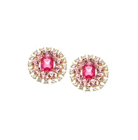 Sohi Women's Pink Embellished Circular Stud Earrings