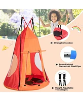 Sugift Kids 2-in-1 40 Inch Hanging Chair Detachable Swing Tent