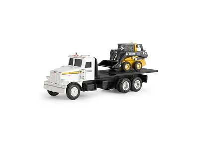Ertl 1/64 John Deere Peterbilt Flatbed Truck With 320E Skid Steer Skidloader
