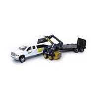 Ertl 1/64th Dodge Pickup with Trailer and New Holland L170 Skid Steer