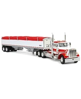 1/64 White Red Peterbilt 379 Day Cab w/White Wilson Grain Trailer Dcp
