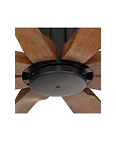 70" Defender Modern Industrial Indoor Outdoor Ceiling Fan with Remote Control Matte Black Hand-Painted Koa Damp Rated for Patio Exterior House Ho