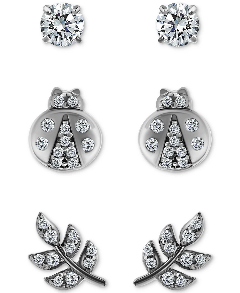 Giani Bernini 3-Pc. Set Cubic Zirconia Stud Earrings 18k Yellow Gold over Sterling Silver (also Silver), Exclusively at Macy's