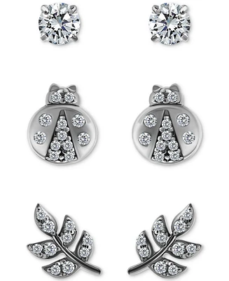 Giani Bernini 3-Pc. Set Cubic Zirconia Stud Earrings 18k Yellow Gold over Sterling Silver (also Silver), Exclusively at Macy's