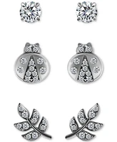 Giani Bernini 3-Pc. Set Cubic Zirconia Stud Earrings 18k Yellow Gold over Sterling Silver (also Silver), Exclusively at Macy's