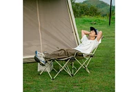 Naturehike, Outdoor Camping Recliner Chair with Side Table, Relaxing Folding Lounge Chair, Adjustable Tilt Chaise Cup Holder, 600D Oxford
