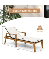 Gymax Outdoor Chaise Lounge Chair Set of 2 w/ Armrests & 4-Level Backrest Adjustment
