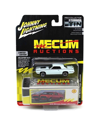 1/64 1970 Mercury Cougar Eliminator White Mecum Johnny Lightning Storage Tin