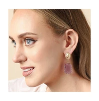 Sohi Women's Purple Stone Drop Earrings