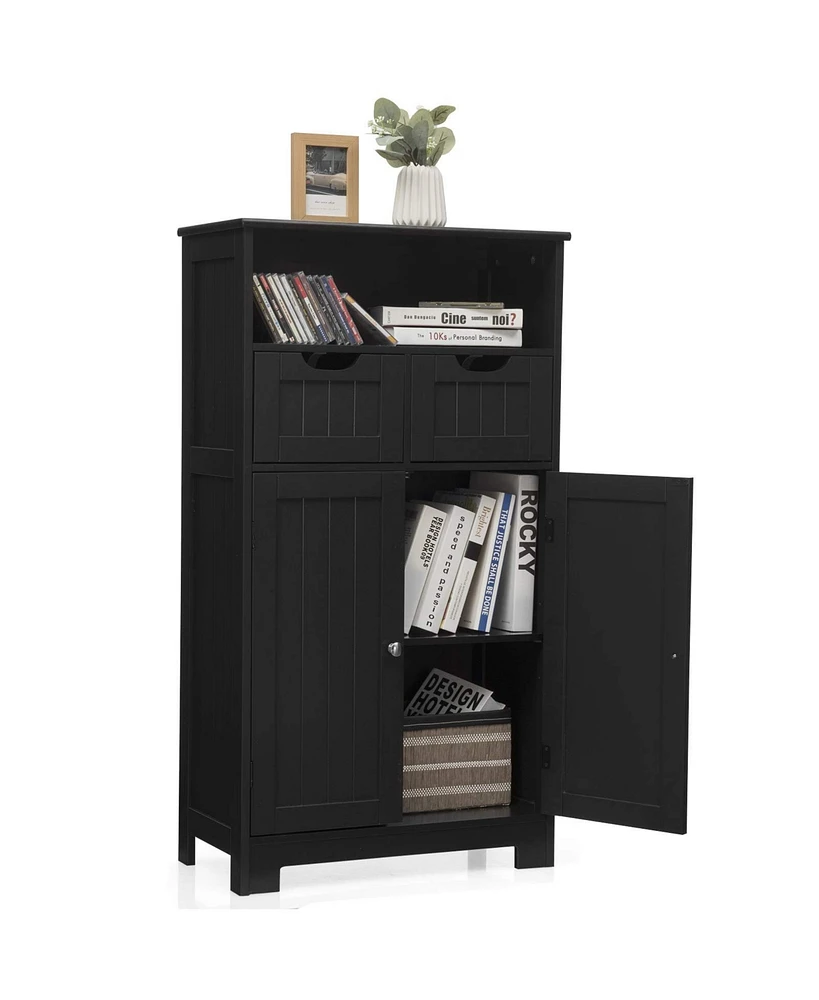 Bathroom Wooden Side Cabinet with 2 Drawers and Doors