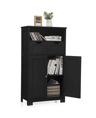 Bathroom Wooden Side Cabinet with 2 Drawers and Doors