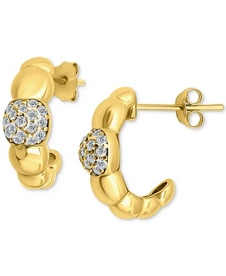 Giani Bernini Cubic Zirconia Accent Puffy Half Hoop Earrings Sterling Silver (also 18k Yellow Gold over Silver), Exclusively at Macy's